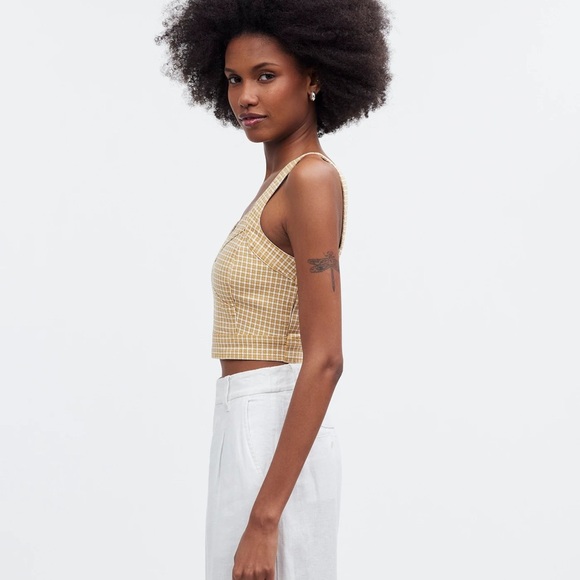 Madewell | Denim Supercrop Tank Top in Mini Check - Picture 3 of 10